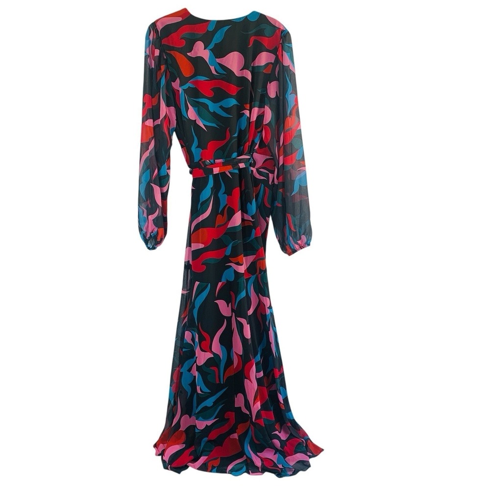 Anthropologie Hutch Hi Low Maxi Dress Medium Wrap Ruffle Long Balloon Sleeve - Picture 6 of 16